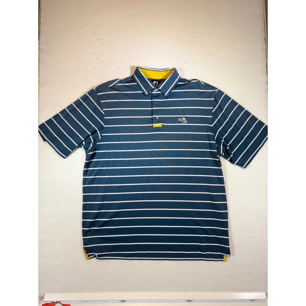 Footjoy Arnold Palmer Bay Hill Mens Golf Polo Shirt Blue White Stripe Size XL